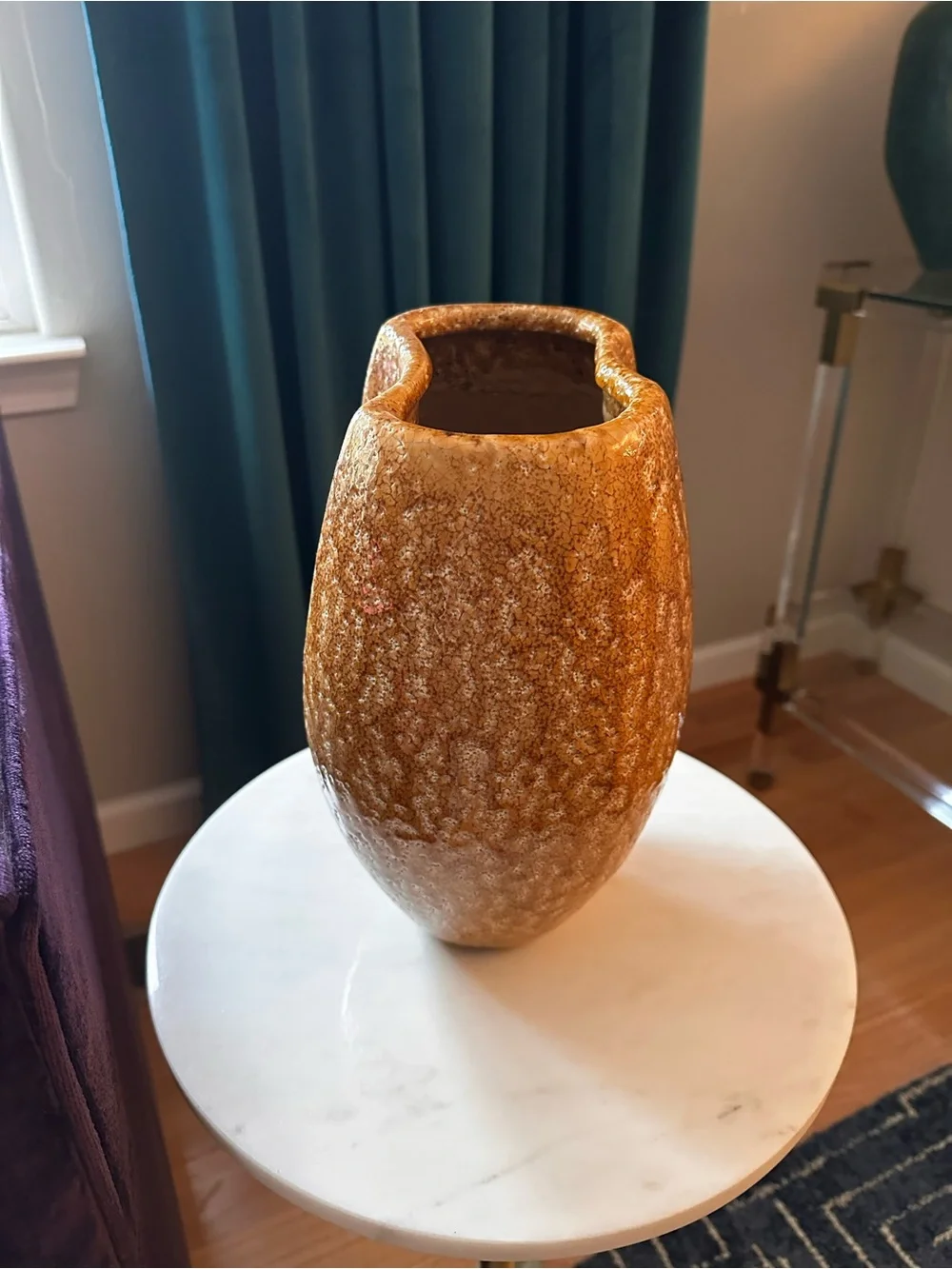 Anthropologie Amber Golden Brown Ceramic Vase